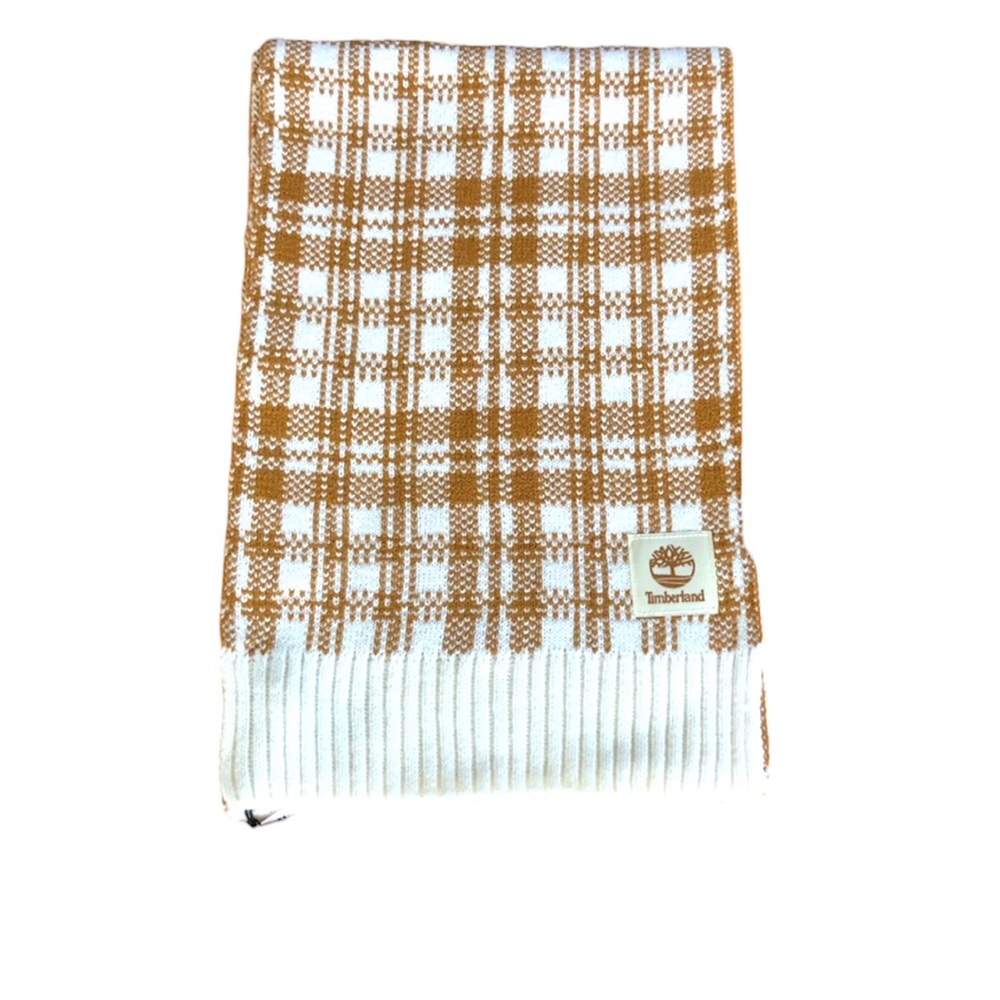 NEW NWT TIMBERLAND tan cream plaid scarf scarf